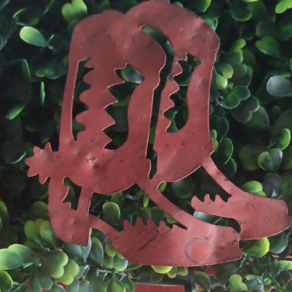 Rustic Red Metal Cowboy Boot Wall Art